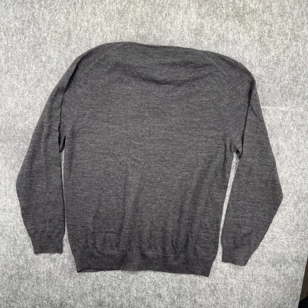 Calvin Klein Mens Sweater Large Extra Fine Merino Wool V-Neck Grey New